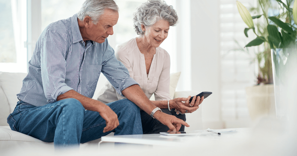 couple looking at papers